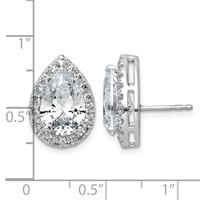14K White Gold 6.75 Carat Lab Grown Diamond VS+ F+ Complete Pear Halo Post Earrings view 5