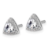 14K White Gold 0.62 Carat Lab Grown Diamond VS SI+ G+ Complete Trillion Halo Post Earrings view 2