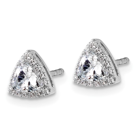 Gold Diamond Trillion Halo Earrings