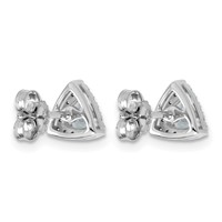 14K White Gold 0.62 Carat Lab Grown Diamond VS SI+ G+ Complete Trillion Halo Post Earrings view 3