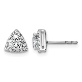 Gold Diamond Trillion Halo Earrings