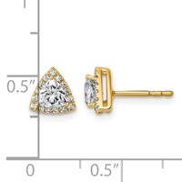 14K Yellow Gold 0.62 Carat Lab Grown Diamond VS+ F+ Complete Trillion Halo Post Earrings view 2
