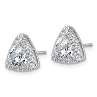 14K White Gold 2.62 Carat Lab Grown Diamond VS+ F+ Complete Trillion Halo Post Earrings view 2