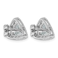 14K White Gold 2.62 Carat Lab Grown Diamond VS+ F+ Complete Trillion Halo Post Earrings view 3