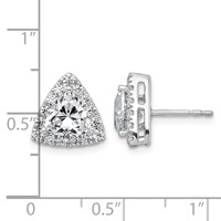 14K White Gold 2.62 Carat Lab Grown Diamond VS+ F+ Complete Trillion Halo Post Earrings view 4