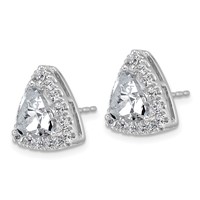 14K White Gold 5.25 Carat Lab Grown Diamond VS+ F+ Complete Trillion Halo Post Earrings view 2