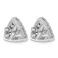 14K White Gold 5.25 Carat Lab Grown Diamond VS+ F+ Complete Trillion Halo Post Earrings view 3
