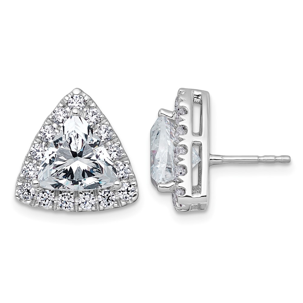 14K White Gold 5.25 Carat Lab Grown Diamond VS+ F+ Complete Trillion Halo Post Earrings