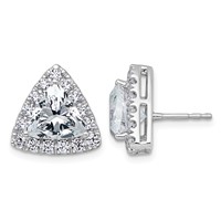 14K White Gold 5.25 Carat Lab Grown Diamond VS+ F+ Complete Trillion Halo Post Earrings view 1