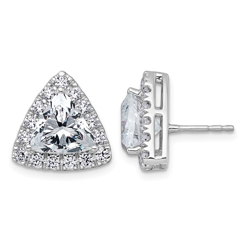 14K White Gold 5.25 Carat Lab Grown Diamond VS+ F+ Complete Trillion Halo Post Earrings