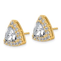 14K Yellow Gold 5.25 Carat Lab Grown Diamond VS+ F+ Complete Trillion Halo Post Earrings view 2