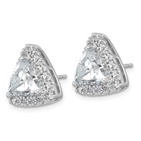 14K White Gold 6.50 Carat Lab Grown Diamond VS+ F+ Complete Trillion Halo Post Earrings view 2