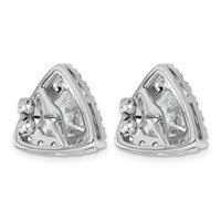 14K White Gold 6.50 Carat Lab Grown Diamond VS+ F+ Complete Trillion Halo Post Earrings view 3