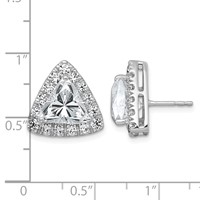 14K White Gold 6.50 Carat Lab Grown Diamond VS+ F+ Complete Trillion Halo Post Earrings view 4