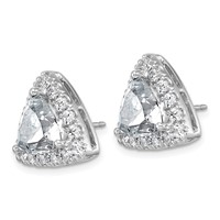 14K White Gold 7.75 Carat Lab Grown Diamond VS+ F+ Complete Trillion Halo Post Earrings view 2