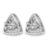 14K White Gold 7.75 Carat Lab Grown Diamond VS+ F+ Complete Trillion Halo Post Earrings view 3
