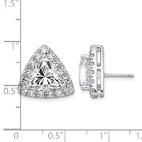 14K White Gold 7.75 Carat Lab Grown Diamond VS+ F+ Complete Trillion Halo Post Earrings view 4
