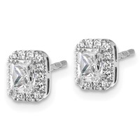 14K White Gold 0.62 Carat Lab Grown Diamond VS+ F+ Complete Emerald Halo Post Earrings view 2