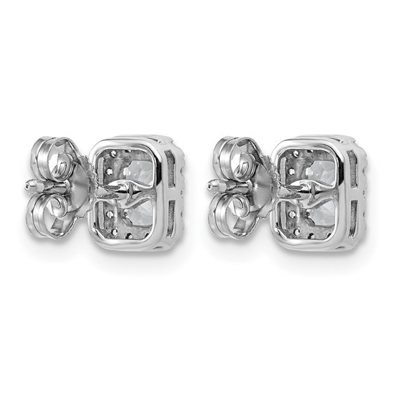 Gold Diamond Radiant-cut Halo Earrings