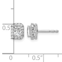 14K White Gold 0.62 Carat Lab Grown Diamond VS SI+ G+ Complete Emerald Halo Post Earrings view 3