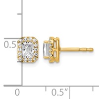 14K Yellow Gold 0.62 Carat Lab Grown Diamond VS+ F+ Complete Emerald Halo Post Earrings view 4