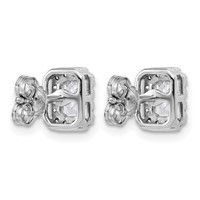 14K White Gold 0.88 Carat Lab Grown Diamond VS SI+ G+ Complete Emerald Halo Post Earrings view 3