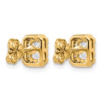 14K Yellow Gold 0.88 Carat Lab Grown Diamond VS+ F+ Complete Emerald Halo Post Earrings view 3