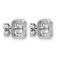 14K White Gold 1.33 Carat Lab Grown Diamond VS+ F+ Complete Emerald Halo Post Earrings view 3
