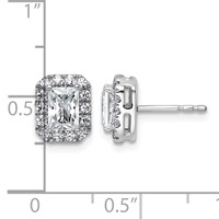 14K White Gold 1.33 Carat Lab Grown Diamond VS+ F+ Complete Emerald Halo Post Earrings view 4