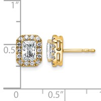 14K Yellow Gold 1.33 Carat Lab Grown Diamond VS+ F+ Complete Emerald Halo Post Earrings view 4