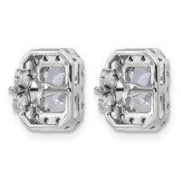 14K White Gold 2.75 Carat Lab Grown Diamond VS+ F+ Complete Emerald Halo Post Earrings view 3