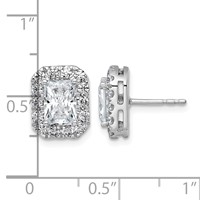14K White Gold 2.75 Carat Lab Grown Diamond VS+ F+ Complete Emerald Halo Post Earrings view 4
