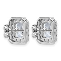 14K White Gold 3.88 Carat Lab Grown Diamond VS+ F+ Complete Emerald Halo Post Earrings view 3