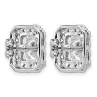 14K White Gold 5.75 Carat Lab Grown Diamond VS+ F+ Complete Emerald Halo Post Earrings view 3