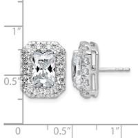 14K White Gold 5.75 Carat Lab Grown Diamond VS+ F+ Complete Emerald Halo Post Earrings view 4