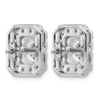 14K White Gold 8.62 Carat Lab Grown Diamond VS+ F+ Complete Emerald Halo Post Earrings view 3