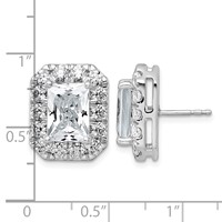 14K White Gold 8.62 Carat Lab Grown Diamond VS+ F+ Complete Emerald Halo Post Earrings view 4