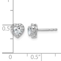 14K White Gold Lab Grown VS SI+ G+ Diamond Heart Shape Halo Complete Earrings view 5