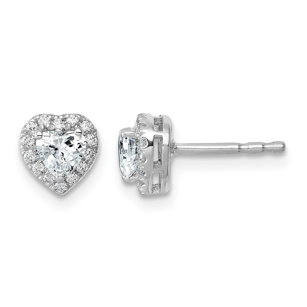 14K White Gold Lab Grown VS SI+ G+ Diamond Heart Shape Halo Complete Earrings