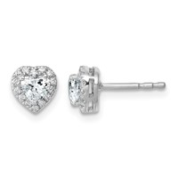 14K White Gold Lab Grown VS SI+ G+ Diamond Heart Shape Halo Complete Earrings view 1