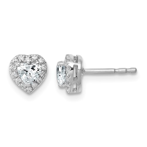 14K White Gold Lab Grown VS SI+ G+ Diamond Heart Shape Halo Complete Earrings