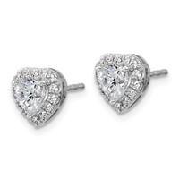 14K White Gold 0.25 Carat Lab Grown Diamond VS SI+ G+ 0.50 Center Semi Mount Halo Heart Post Earrings view 2