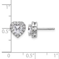 14K White Gold 0.25 Carat Lab Grown Diamond VS SI+ G+ 0.50 Center Semi Mount Halo Heart Post Earrings view 5
