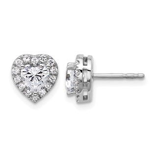 Gold Diamond Heart Halo Earrings