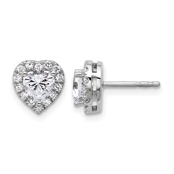 Gold Diamond Heart Halo Earrings