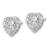 14K White Gold 2.38 Carat Lab Grown Diamond VS+ F+ Complete Heart Halo Post Earrings view 2