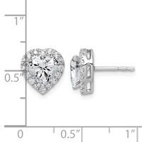 14K White Gold 2.38 Carat Lab Grown Diamond VS+ F+ Complete Heart Halo Post Earrings view 5
