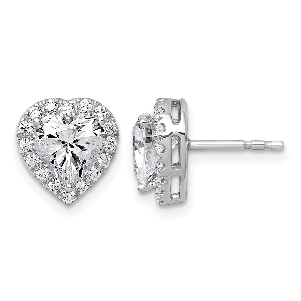 14K White Gold 2.38 Carat Lab Grown Diamond VS+ F+ Complete Heart Halo Post Earrings