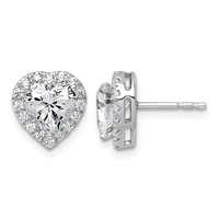 14K White Gold 2.38 Carat Lab Grown Diamond VS+ F+ Complete Heart Halo Post Earrings view 1