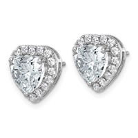 14K White Gold 3.50 Carat Lab Grown Diamond VS+ F+ Complete Heart Halo Post Earrings view 2